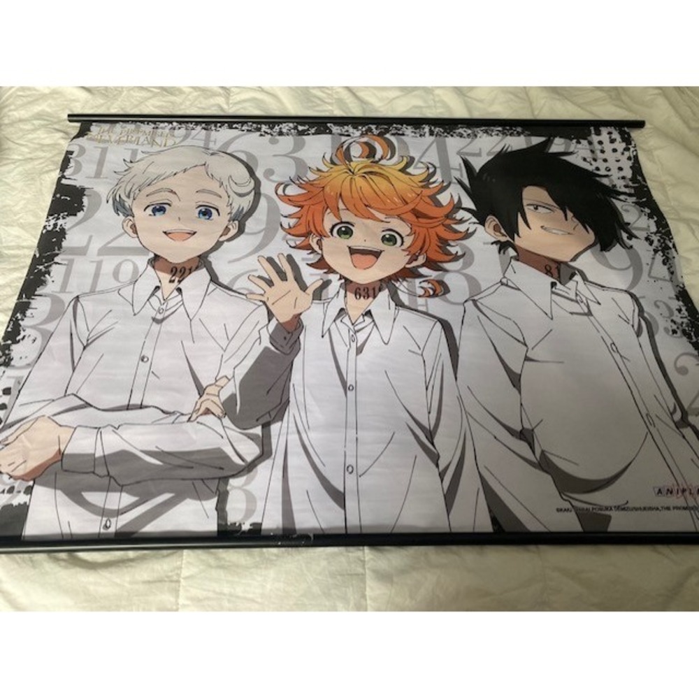 Great Eastern The Promised Neverland Wall Scroll Anime 43x31 White Good Fabric